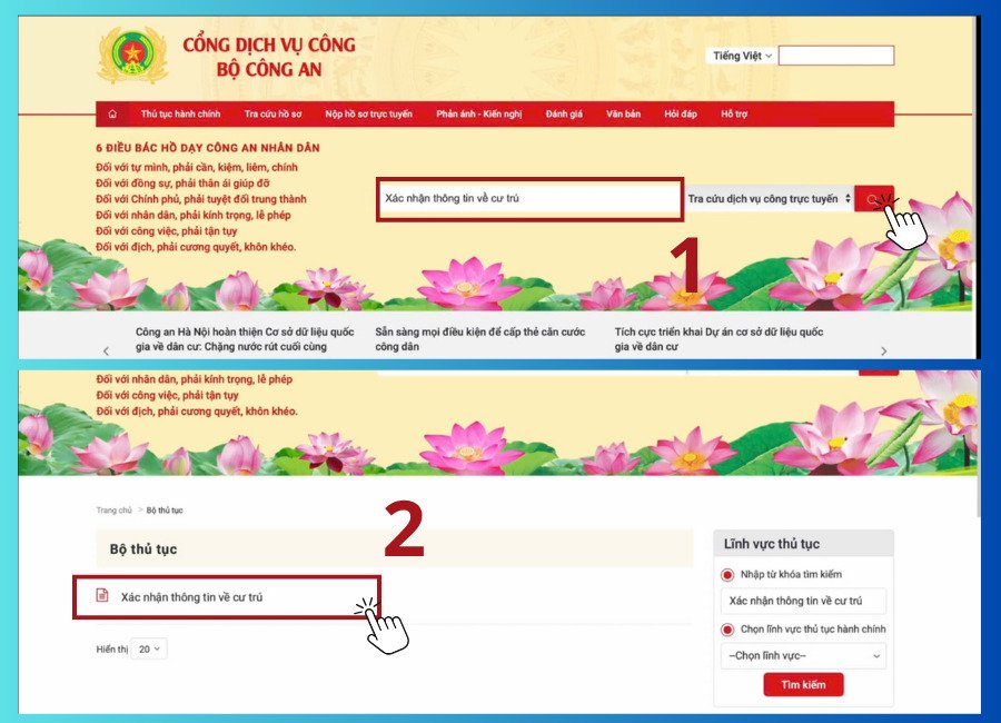 Hướng dẫn nộp hồ sơ xin giấy CT07 và CT08 online bước 2
