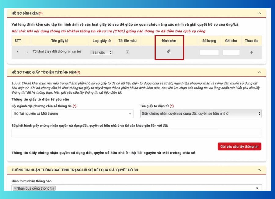Hướng dẫn nộp hồ sơ xin giấy CT07 và CT08 online bước 4