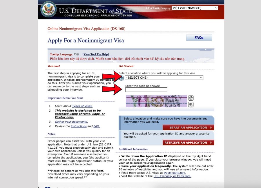 Để đặt lịch phỏng vấn visa Mỹ, bạn cần hoàn thiện đơn xin visa Mỹ DS-160