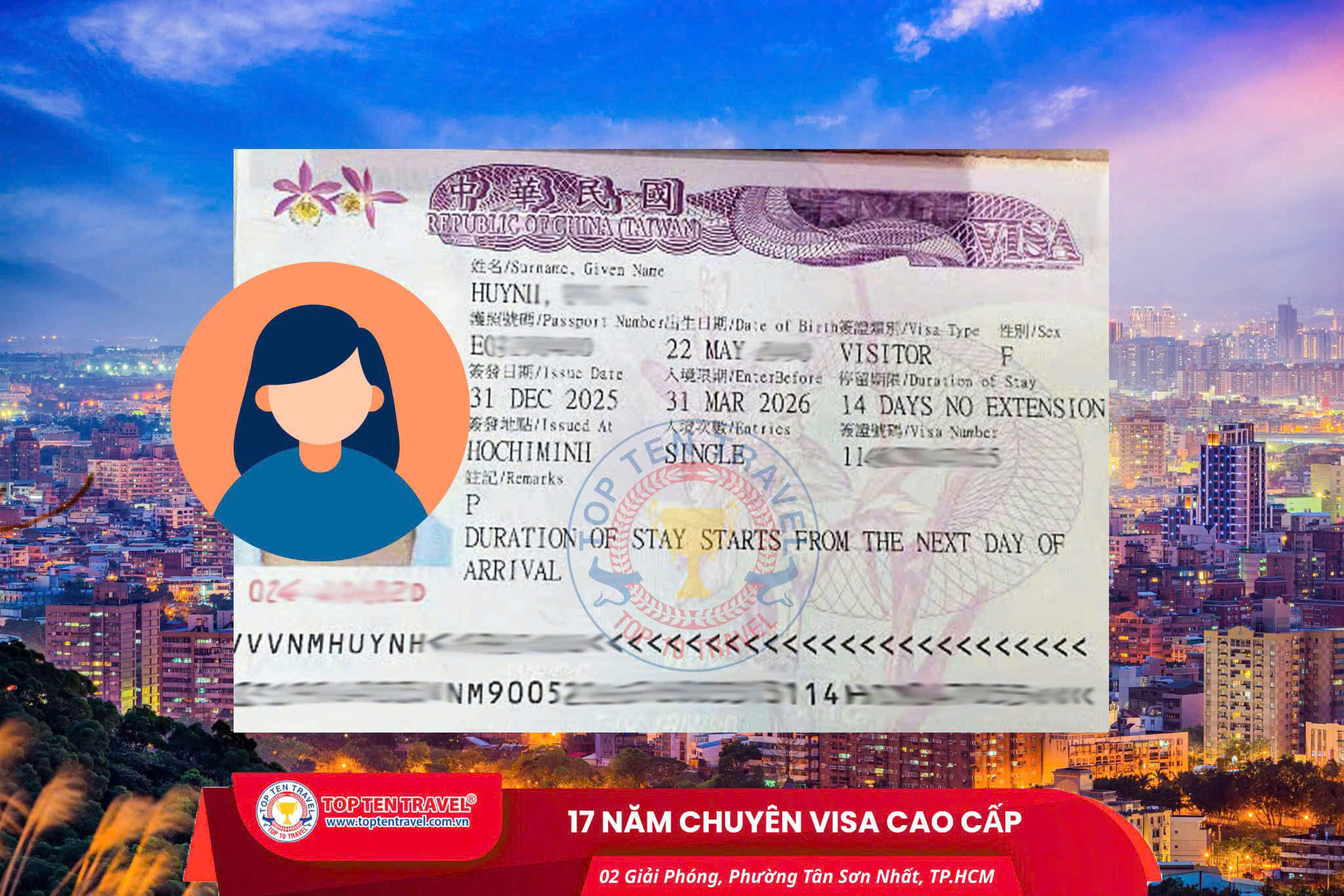 Visa Đài Loan được cung cấp cho từng mục đích nhập cảnh khác nhau
