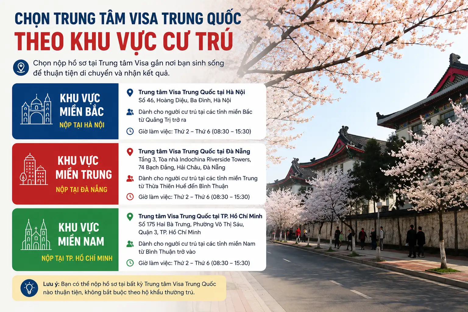 Chọn Trung tâm Visa Trung Quốc theo khu vực cư trú