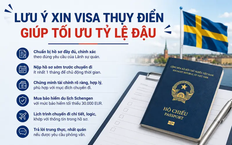 Các lưu ý quan trọng khi xin visa Thụy Điển giúp tối ưu tỷ lệ đậu