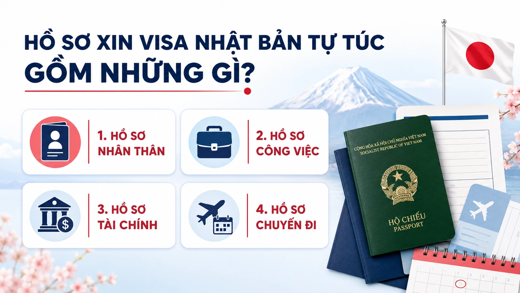 Hồ sơ xin visa Nhật Bản tự túc gồm những gì