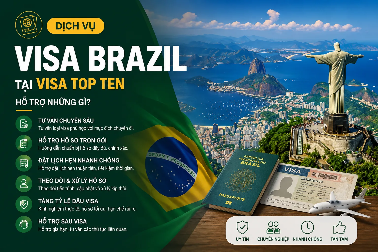 Dịch vụ Visa Brazil tại Visa Top Ten hỗ trợ những gì?