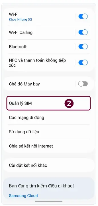 Cài đặt eSIM trên Android tại Việt Nam bước 2