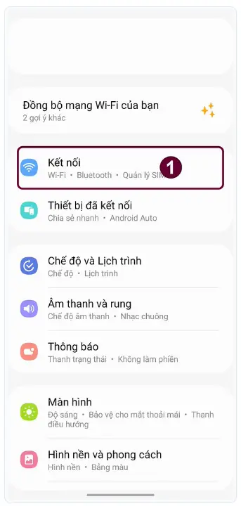 Cài đặt eSIM trên Android tại vùng du lịch bước 1