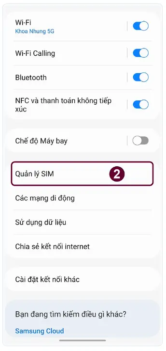 Cài đặt eSIM trên Android tại vùng du lịch bước 2