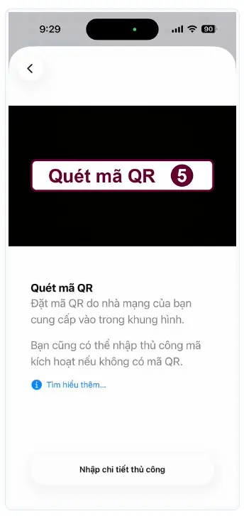 Cài đặt eSIM trên iOS tại Việt Nam bước 5