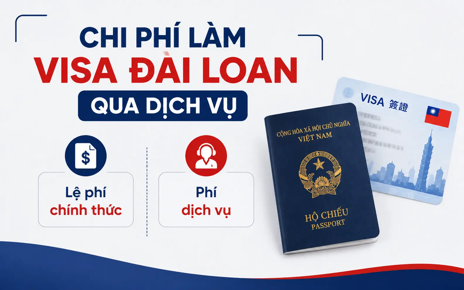 Chi phí làm visa Đài Loan quan dịch vụ
