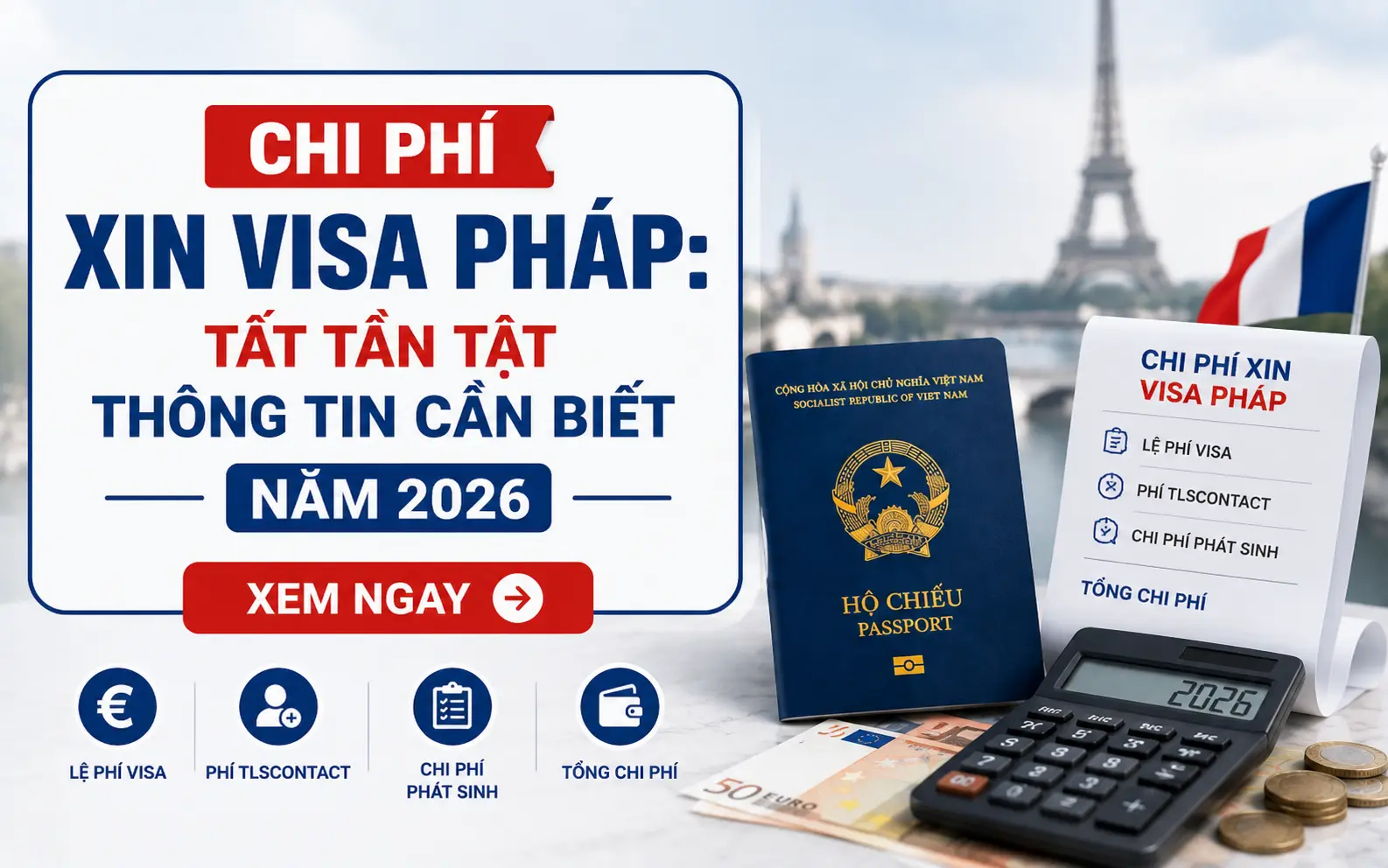 Chi phí xin visa Pháp