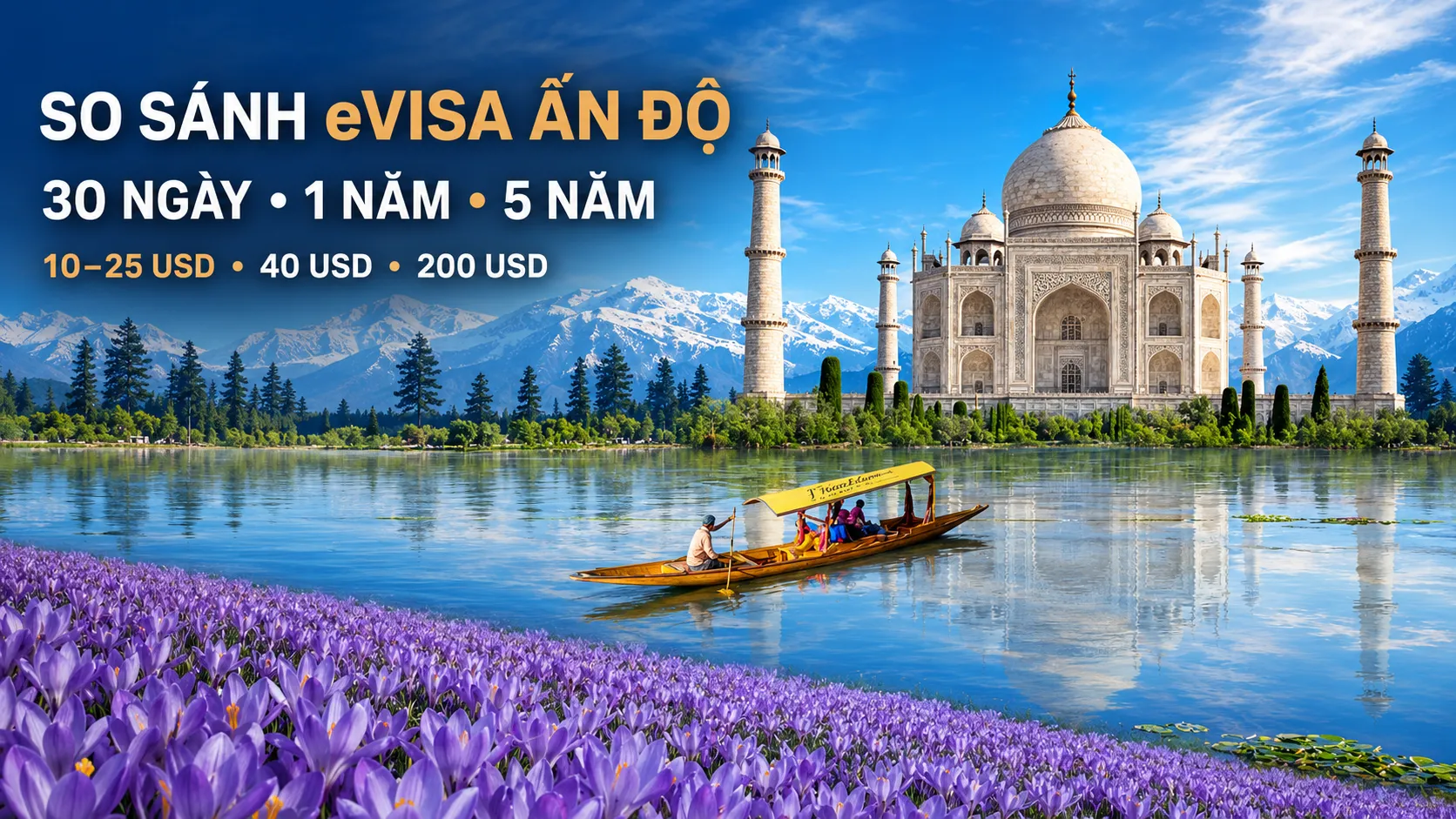 So sánh eVisa Ấn Độ 30 ngày, 1 năm và 5 năm