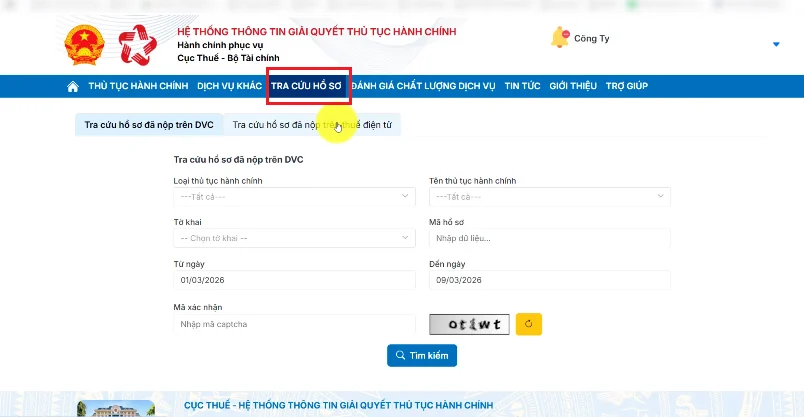 Bước 3 tra cứu hồ sơ trên Dịch vụ Công