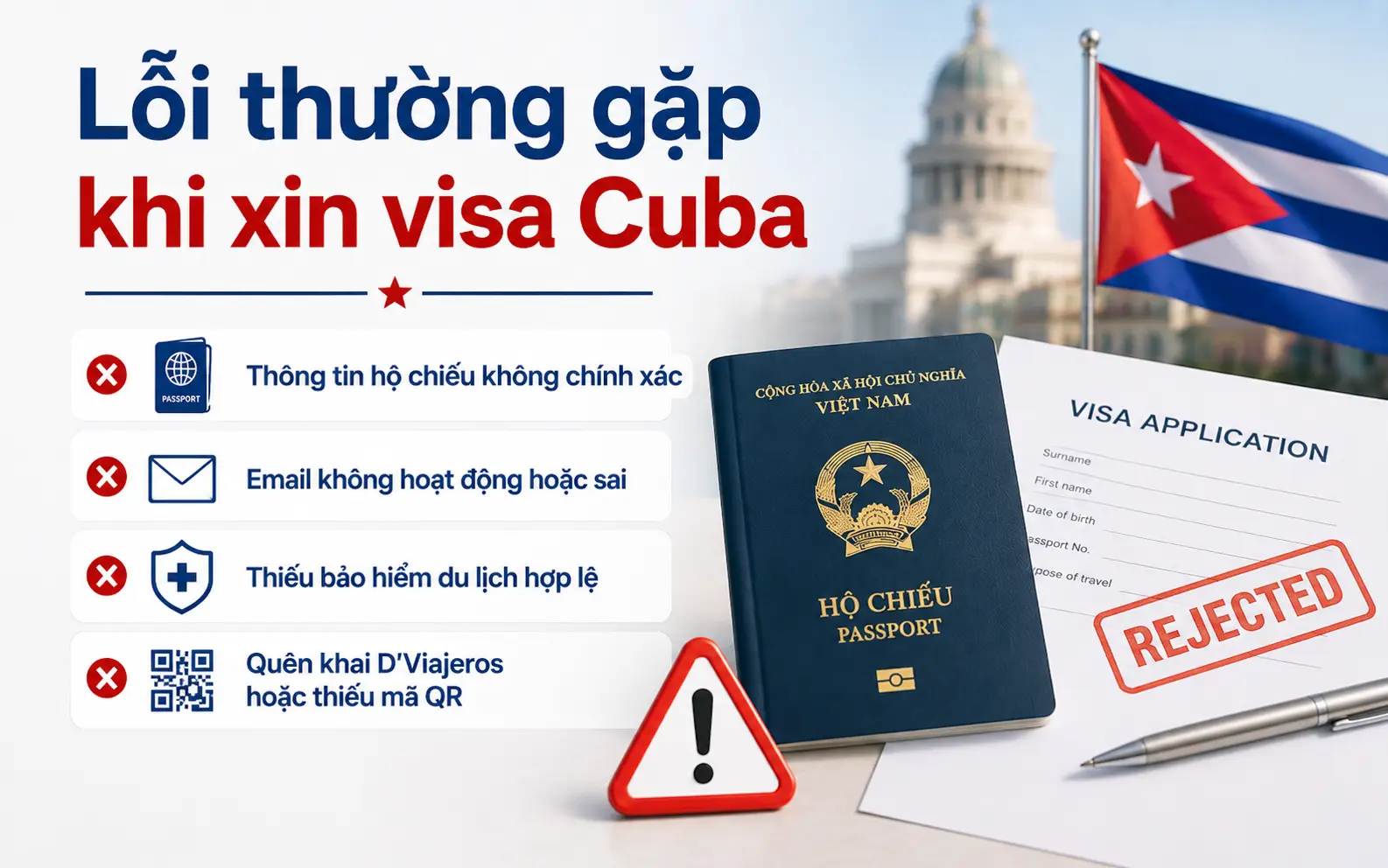Lỗi thường gặp khi xin visa Cuba