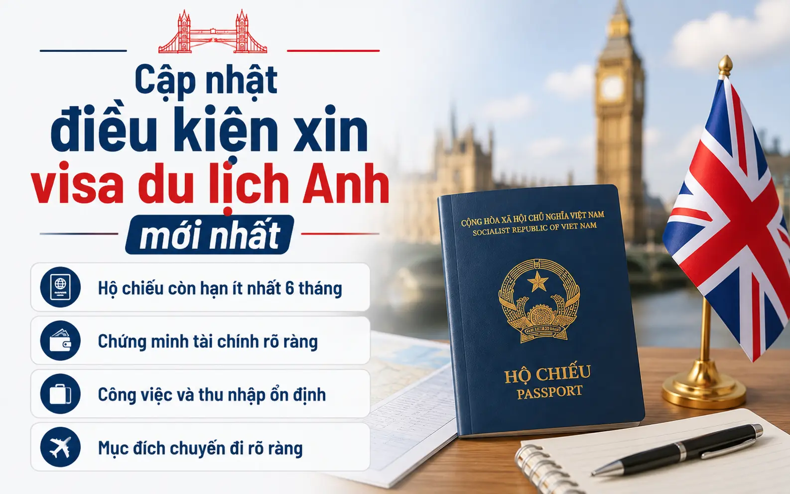 Những điều kiện cần khi xin visa du lịch Anh mới nhất