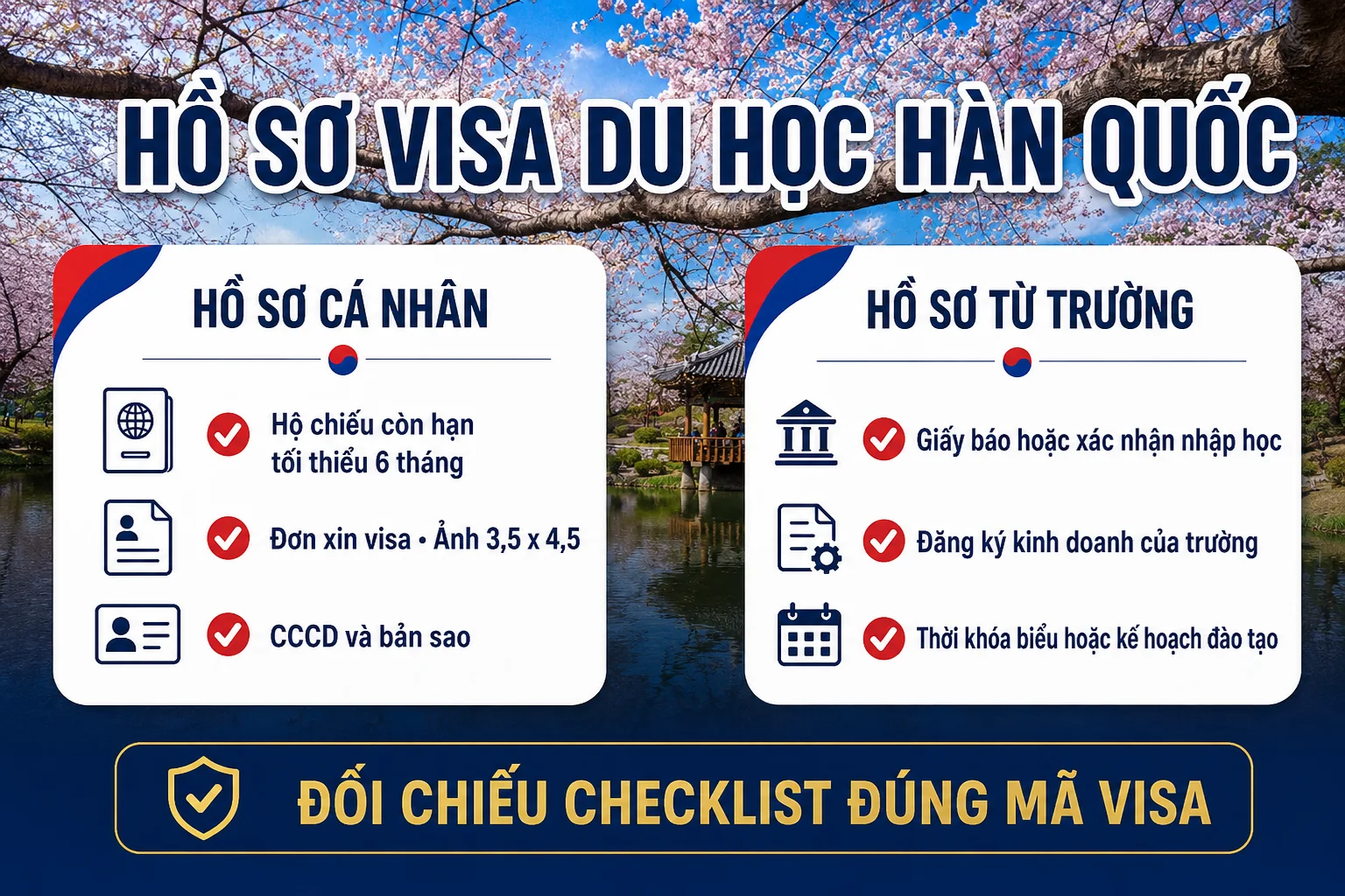 Checklist hồ sơ visa du học Hàn Quốc của cá nhân và trường học