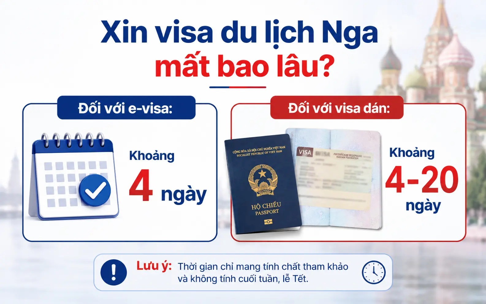 Cập nhật thời gian xin visa du lịch Nga