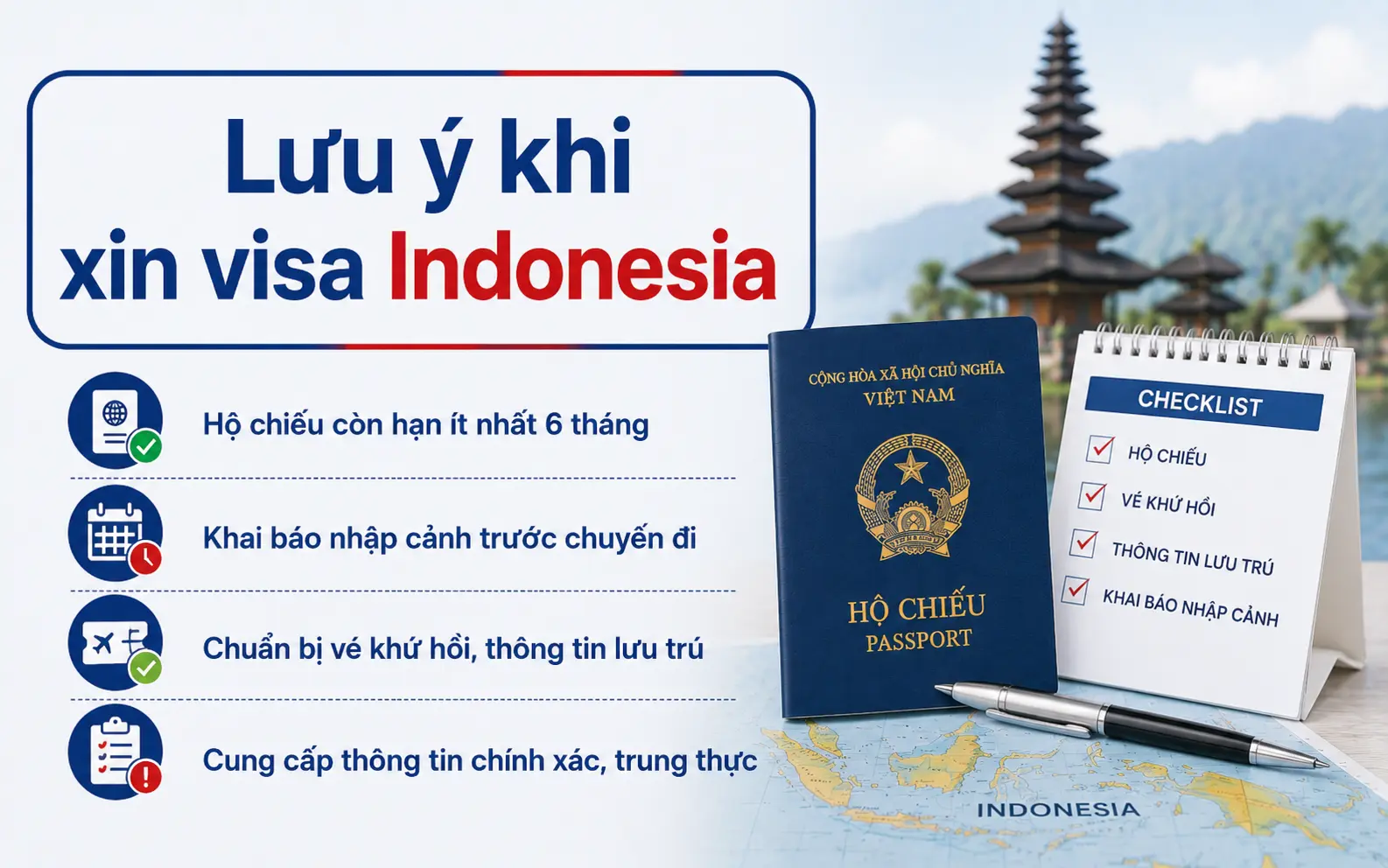 Lưu ý cần nắm khi xin visa Indonesia