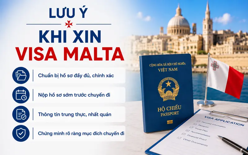 Lưu ý quan trọng khi xin visa Malta