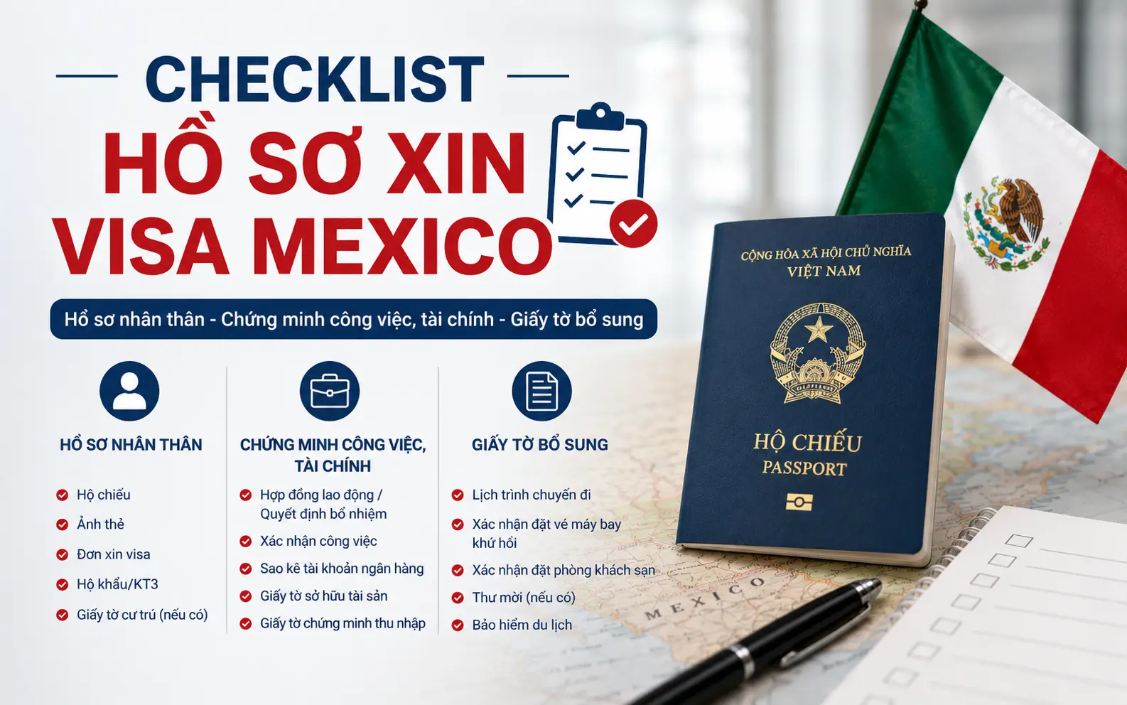 Hồ sơ cần chuẩn bị khi xin visa Mexico