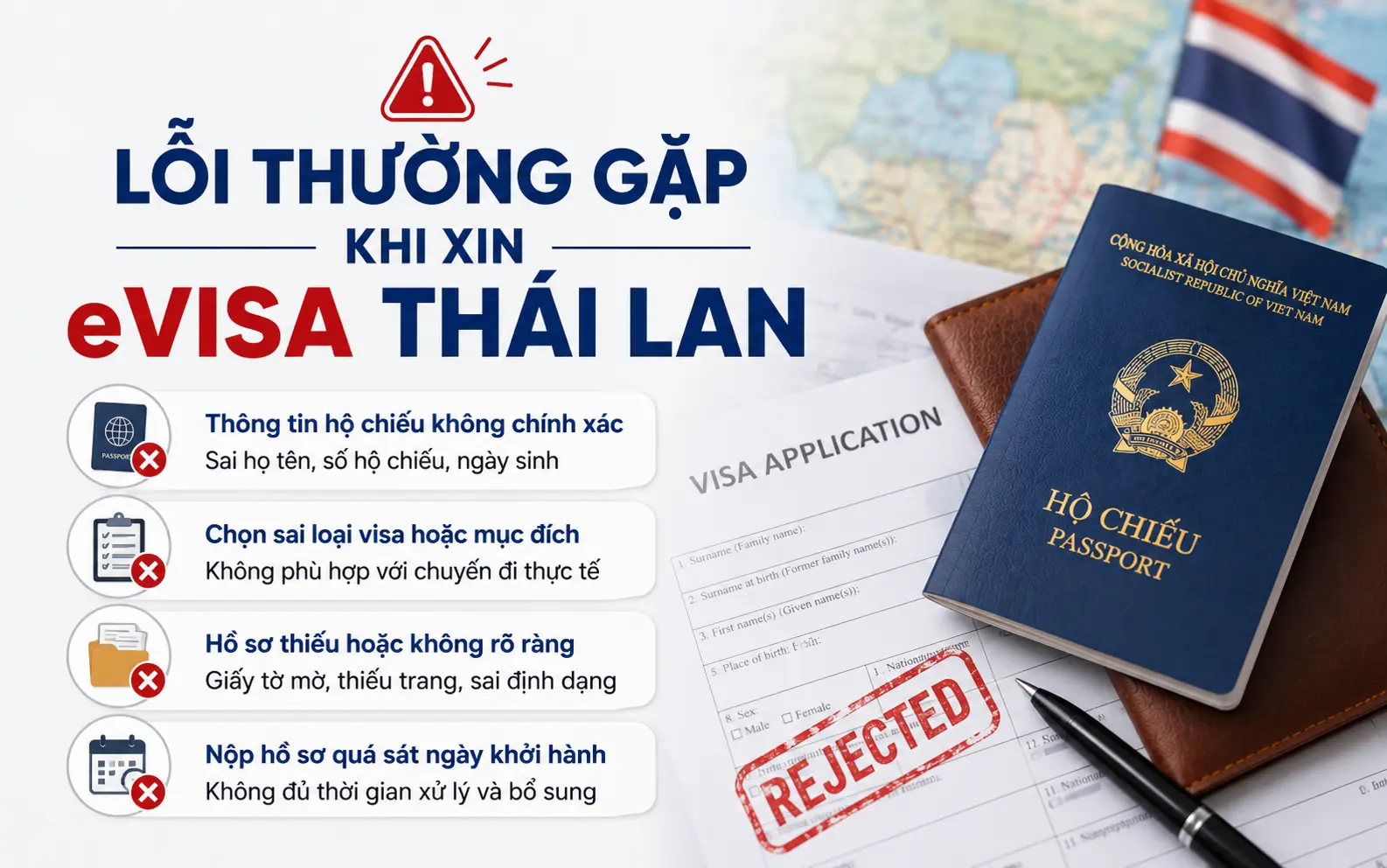Những lỗi thường gặp cần lưu ý khi xin visa Thái