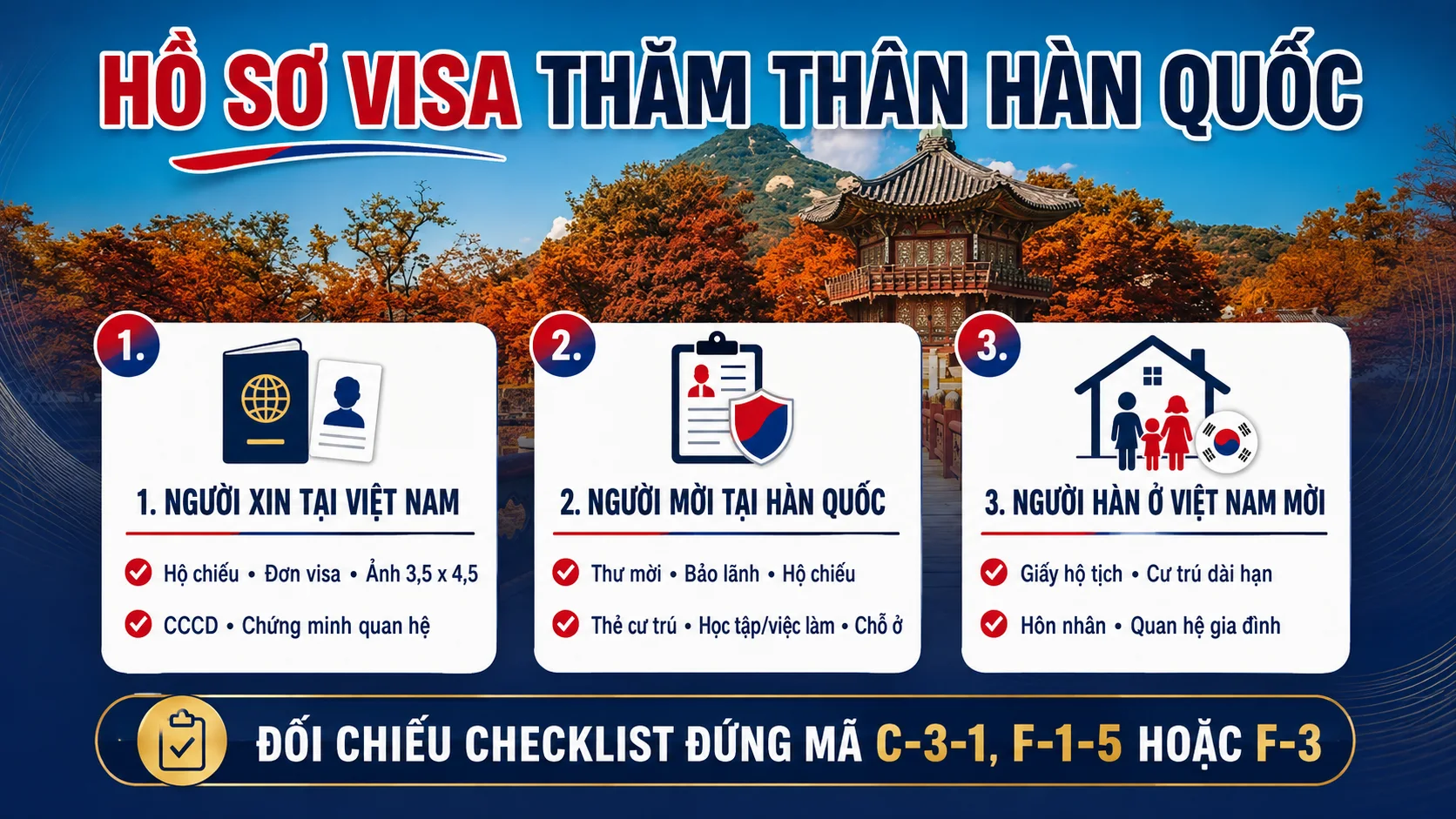 Checklist hồ sơ visa thăm thân Hàn Quốc của người xin và người mời