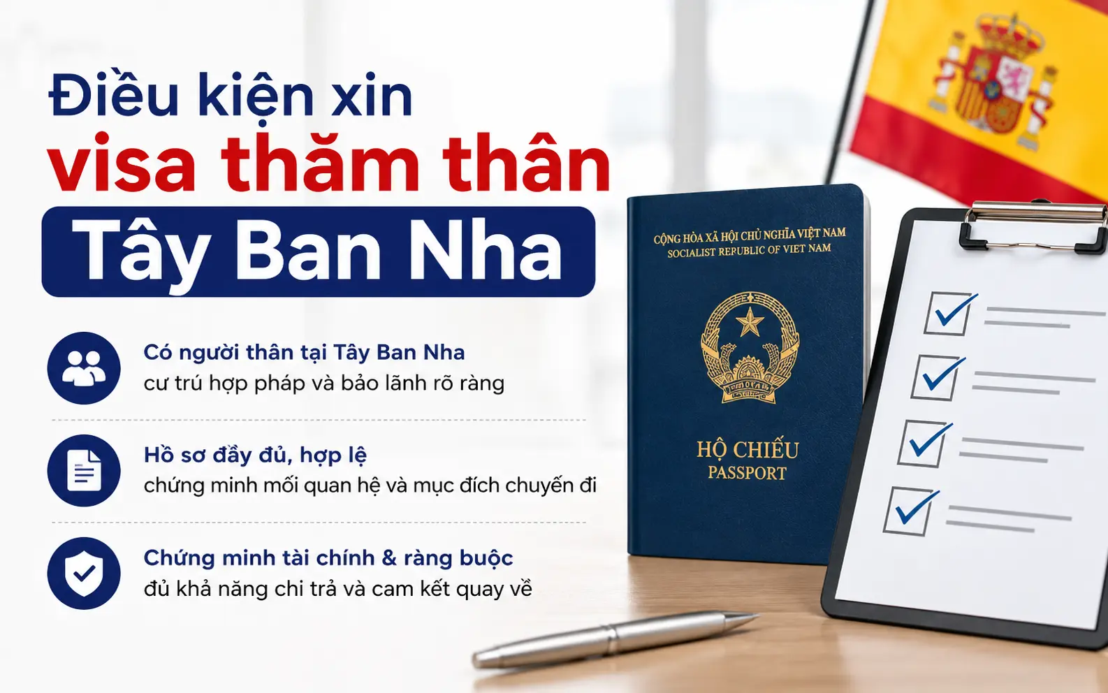 Điều kiện xin visa thăm thân Tây Ban Nha