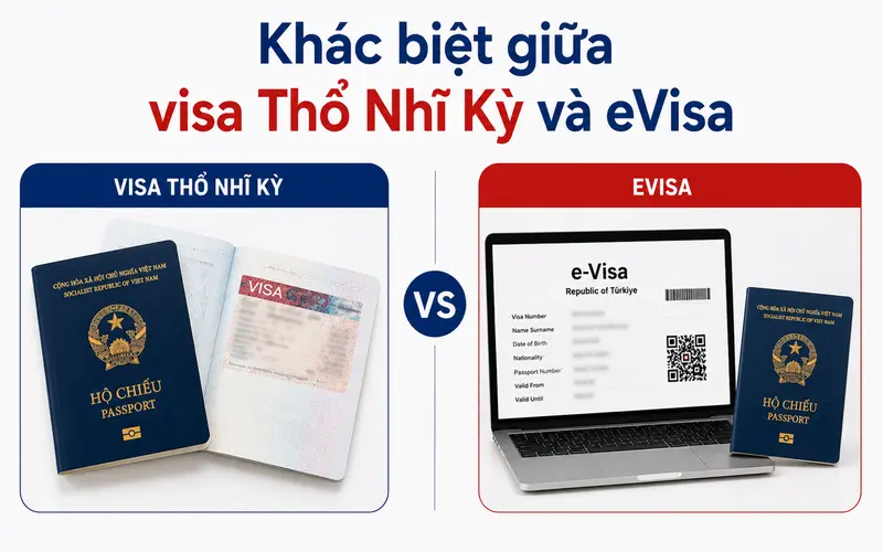 Khác biệt giữa visa dán Thổ Nhĩ Kỳ và eVisa