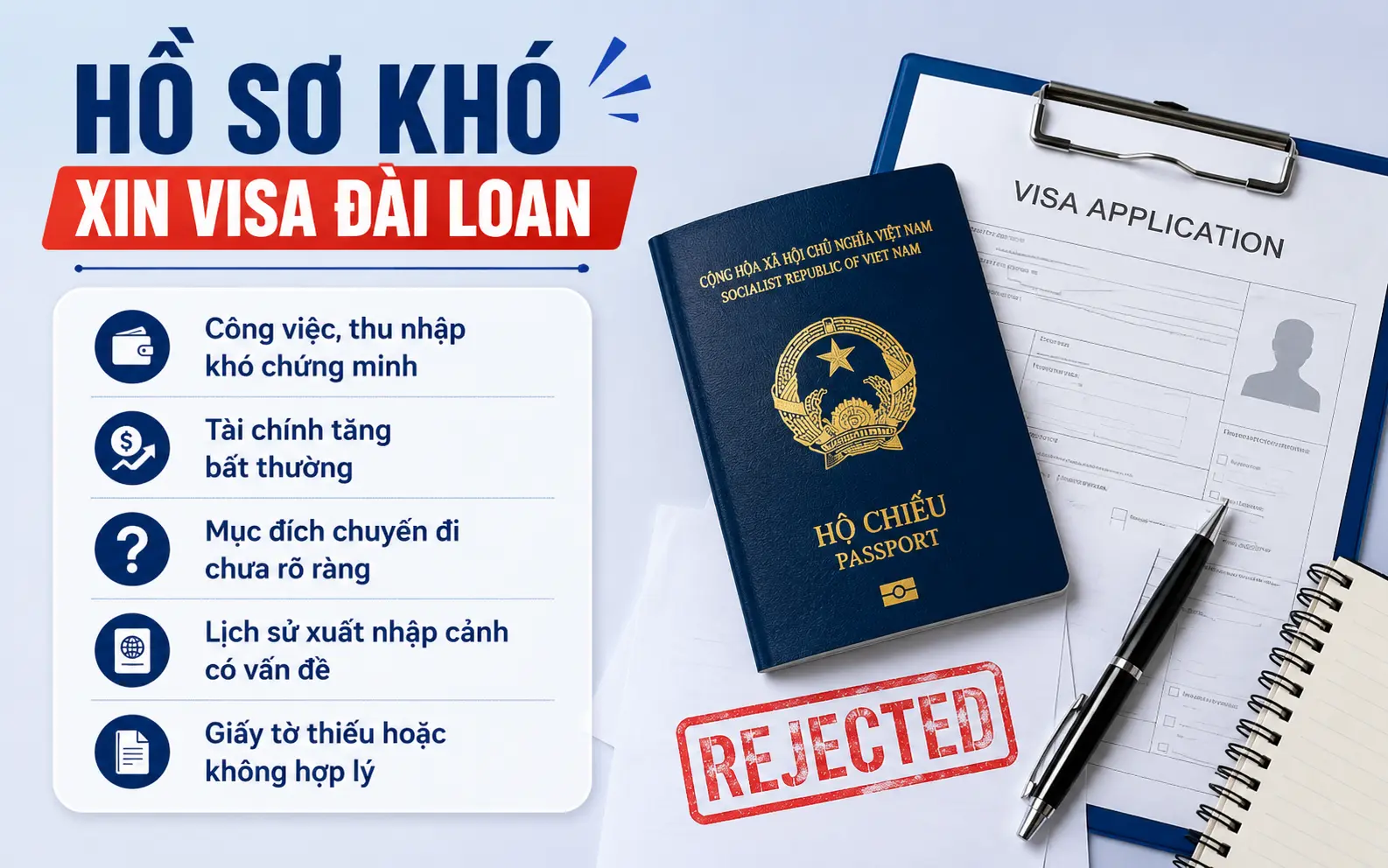 Trường hợp hồ sơ khó xin visa Đài Loan