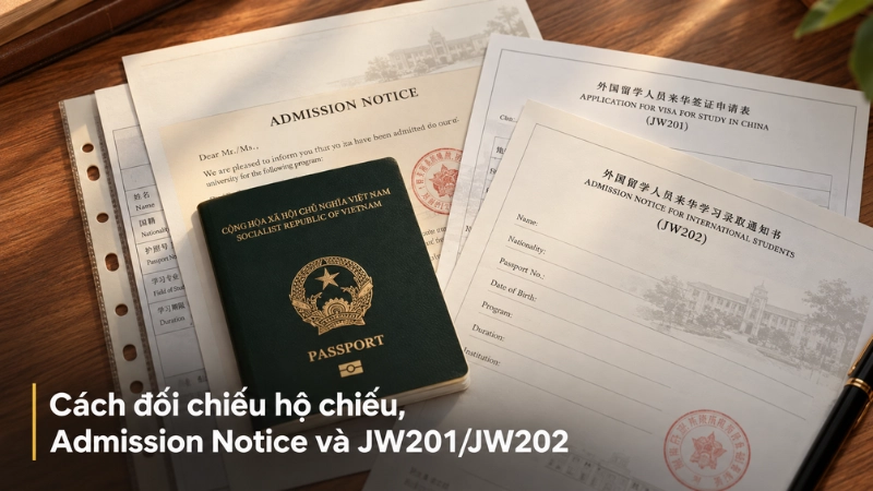 Cách đối chiếu hộ chiếu, Admission Notice và JW201/JW202