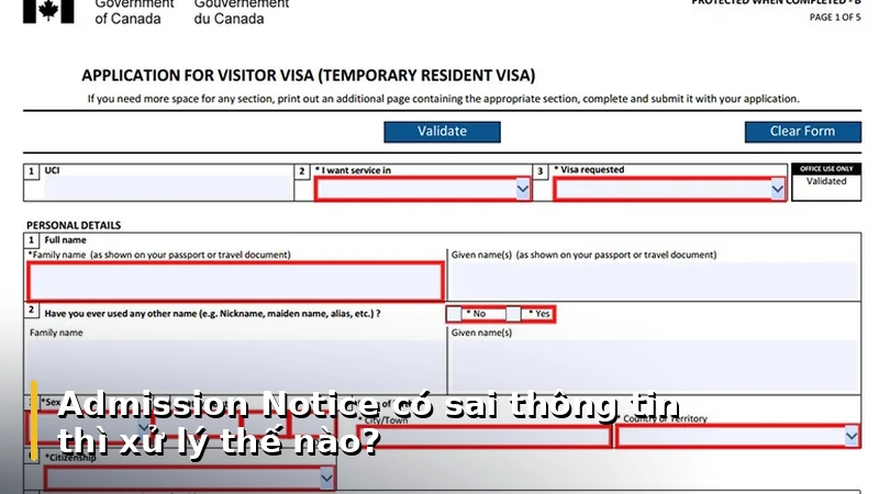 Admission Notice có sai thông tin thì xử lý thế nào?