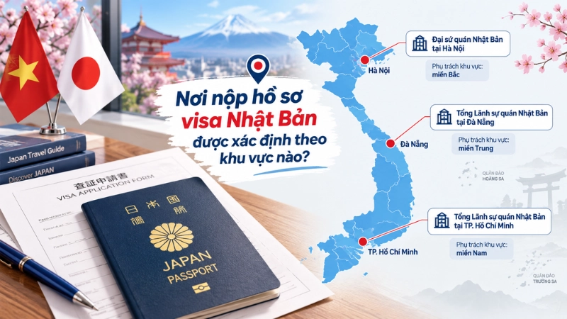 Nơi nộp hồ sơ visa Nhật được xác định theo khu vực nào?