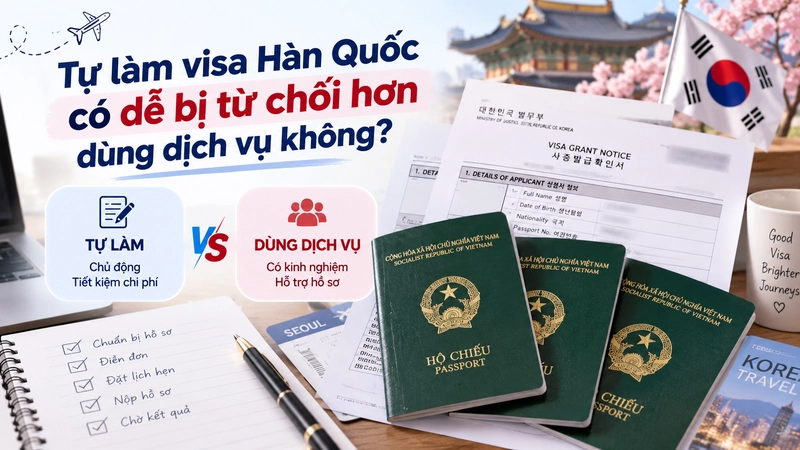 Tự làm visa Hàn Quốc có dễ bị từ chối hơn dùng dịch vụ không?
