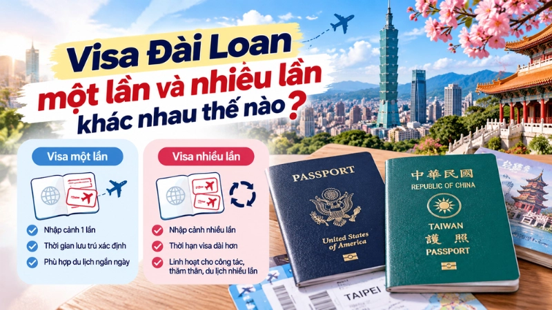 Visa Đài Loan một lần và nhiều lần khác nhau thế nào?