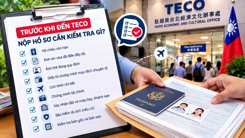 Trước khi đến TECO nộp hồ sơ cần kiểm tra gì?