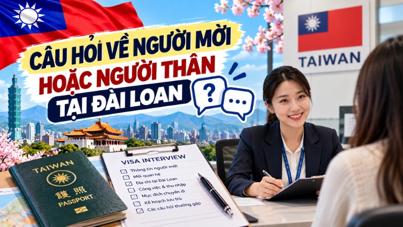 Câu hỏi về người mời hoặc người thân tại Đài Loan