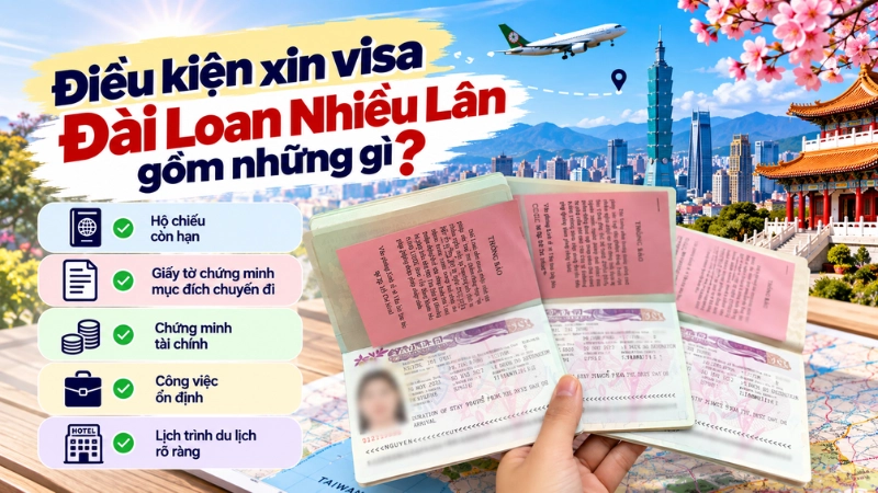Điều kiện xin visa Đài Loan nhiều lần gồm những gì?