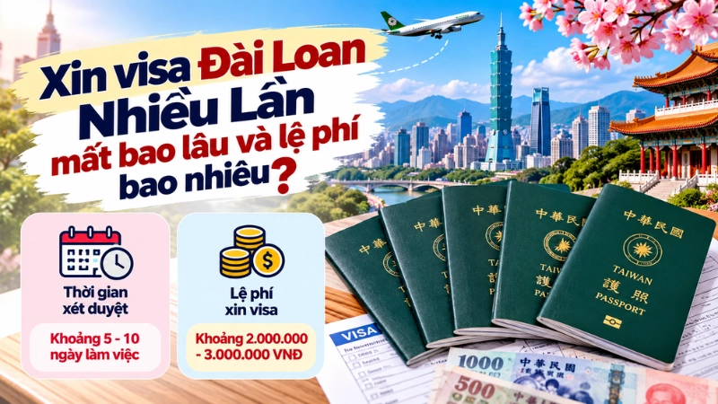 Xin visa Đài Loan nhiều lần mất bao lâu và lệ phí bao nhiêu?