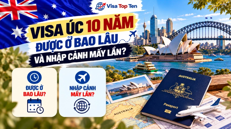 Visa Úc 10 năm được ở bao lâu và nhập cảnh mấy lần?