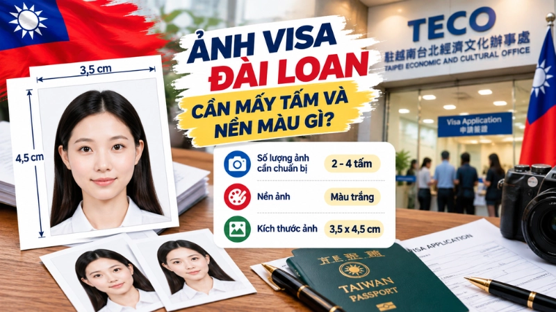 Ảnh visa Đài Loan cần mấy tấm và nền màu gì?