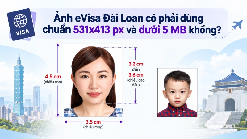 Ảnh eVisa Đài Loan có phải dùng chuẩn 531x413 px và dưới 5 MB không?
